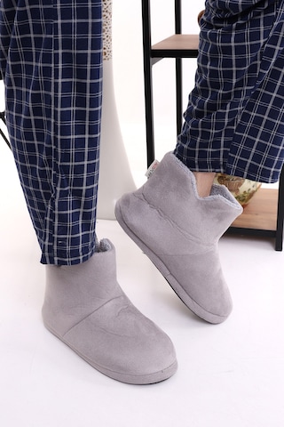 Rd Eb312 Düz Renk Erkek Panduf Ev Botu Ev Ayakkabısı Gri