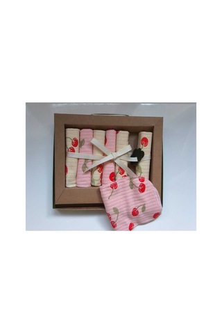 %100 Coton 7li Bebek Ağız Silme Mendili Vişne Diğer