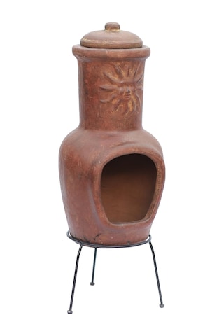 Güneş Motifli Küçük Chimenea Kırmızı
