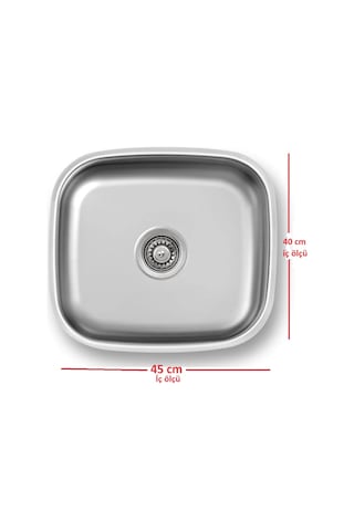 Bloom Ege Lux Kare Tezgah Altı Eviye 40 x 45 CM + 430 Kalite Düz Büyük Kafa Sifon