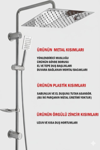 51222 Robot Duş Takımı Paslanmaz Çelik Banyo Duş Seti Siyah Krom Gold Beyaz Krom