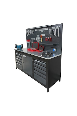 Takpower 2 Metre Dolu Takım Tezgahı 10 Çekmeceli 1 Dolaplı Premium