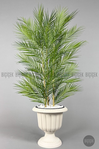 Biçiçek Yapay Areka Palmi̇yesi̇ 130 Cm 33 Yaprak Krem Nergi̇s Saksıda
