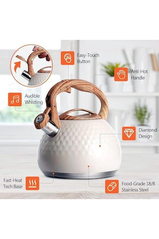 Modern Tasarım Düdüklü Kettle 3l Paslanmaz Çelik Ergonomik Su Isıtıcı Çaydanlık Islıklı Diğer
