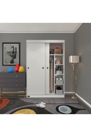 Kenzlife Gardırop Sürgülü Kapaklı Kapılı 120 Papatya Byz Gardolap Dolap