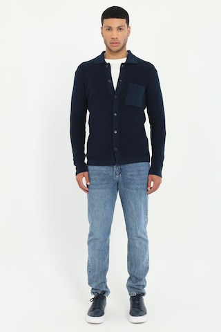 Dufy Erkek Regular Fit Polo Yaka Lacivert Hırka-19543