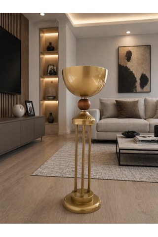 Ayaklı Metal Kuru Çicek Saksısı Eskitme Statik Boyalı Ahşap Detaylı 20-25 cm