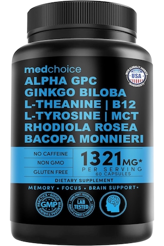 Medchoice Nootropic Brain Memory & Focus Supplement With Ginkgo Biloba, L Theanine 1321 Mg Per Serving 60 Kapsül Orijinal Usa Menşeii Dmmedicineden