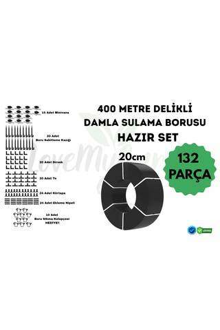 Lovemygarden 400 Metre Kendinden 20cm Delikli Damla Sulama Borusu Ve Sulama Seti - Ø16 Mm