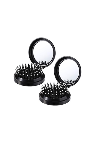 Paket Katlanabilir Seyahat Aynası Saç Fırçaları Yuvarlak Taşınabi