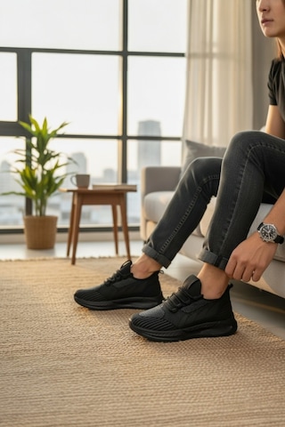 Enoch Erkek Nefes Alan Hafif Tabanlı Koşu Ve Yürüyüş Ayakkabısı Sneaker Siyah