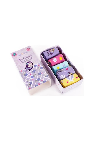 Milk&moo Küçük Deniz Kızı Çocuk 5'li Çorap Seti, Beden 27-30, Yumuşak Ve Cilt Dostu Mor - Pembe