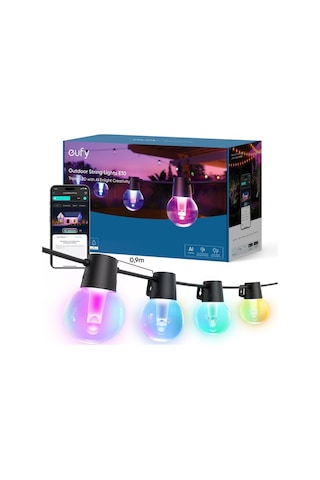 Dış Mekan Işık Zinciri E10, 30 Smart Rgbww Led, Ip65 Su Geçirmez, Aı Kontrolü Çok Renkli