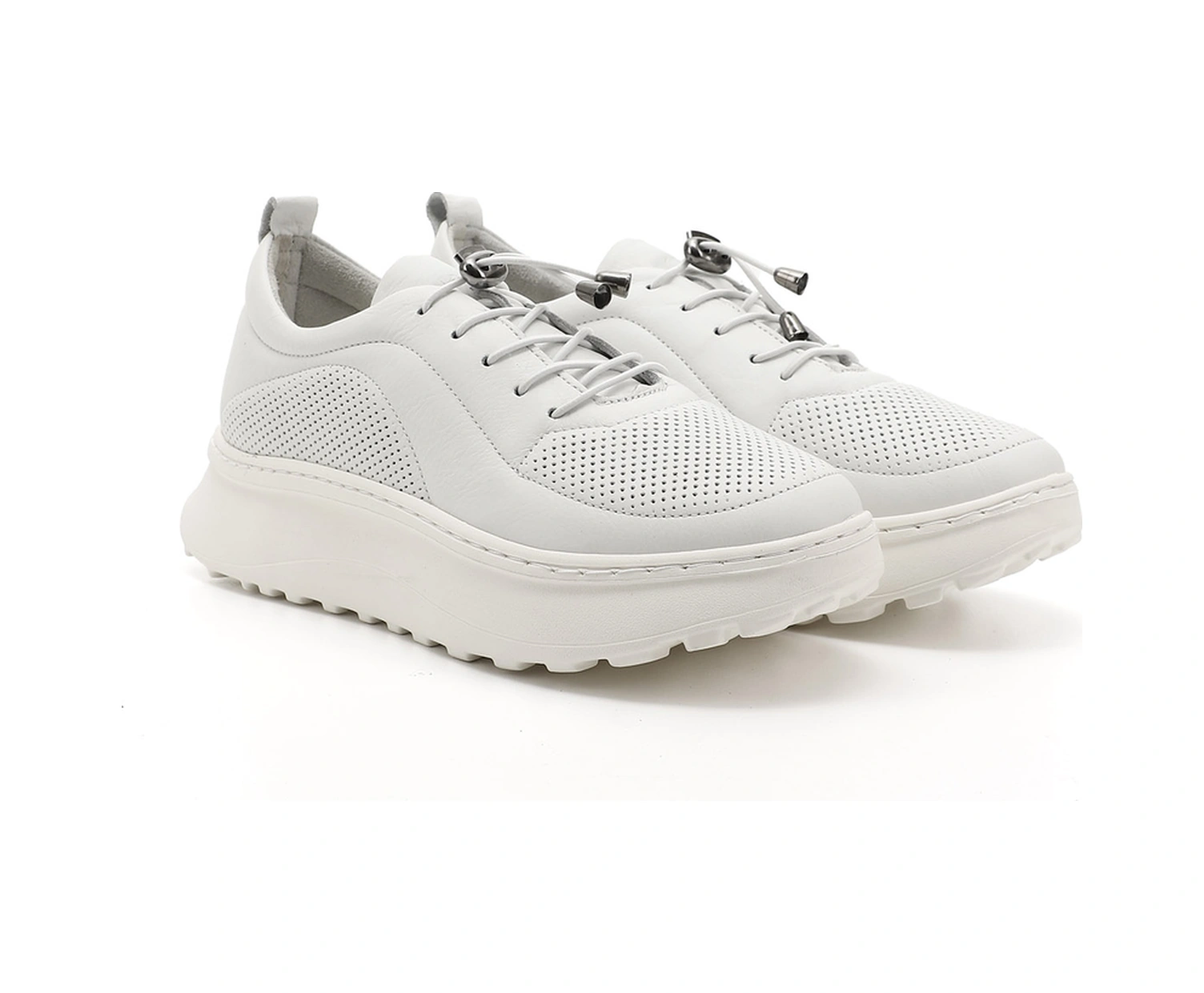 Gönderi(R) Gönderi R Kadın Beyaz Lastik Bağcıklı Comfort Dolgu Taban Hakiki Deri Sneaker Ddza73845191 Beyaz