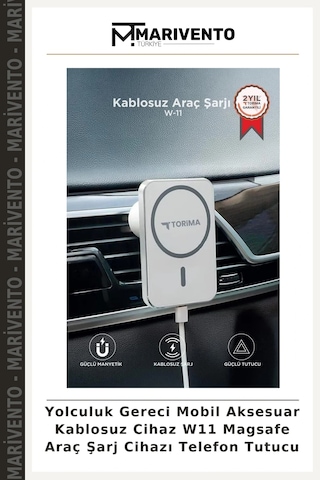 Yolculuk Gereci Mobil Aksesuar Kablosuz Cihaz W11 Magsafe Araç Şarj Cihazı Telefon Tutucu