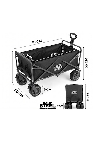 Camp Steel 100 Litre Fren Sistemli, Rulmanlı, Kalın Teker, Xxl Boy Katlanır Vagon 91x50x56 Cm Plaj Taşıma Ve Kamp Piknik Arabası - Siyah Camp Steel 100 Litre Fren Sistemli, Rulmanlı, Kalın Teker, Xxl Boy Katlanır Vagon 91x50x56 Cm Plaj Taşıma Ve Kamp Piknik Arabası - Siyah