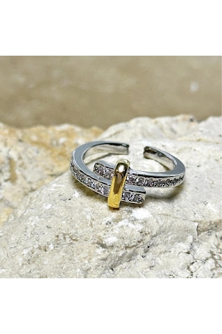 Silver Gold Sarmalı Harman Yüzük Çok Renkli