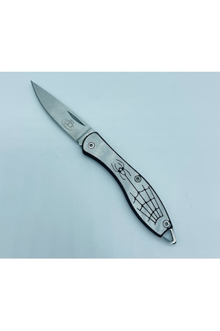 Tobaccotürk724 Metal Mini Kamp Bıçak Örümcek Ceplik Kamp Çakı //14cm-w14 Gri