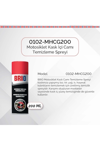 Brio Motosiklet Kask İçi, Kask Camı Temizleme Spreyi 200ml 2'li Paket
