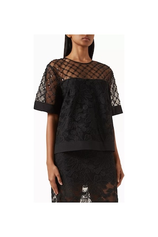 3.1 Phillip Lim Dantel Işlemeli Çiçekli Inci Detaylı Modern Romantik Üst Siyah