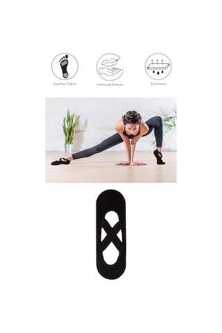 1 Adet Kadın Kaydırmaz Tabanlı Yoga Pilates Fitness Dans Ve Spor Çorabı Siyah
