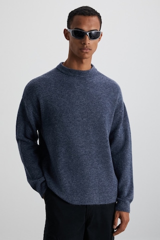 Tromso Erkek Relaxed Fit Bisiklet Yaka Sıcak Tutan Triko Indigo Kazak