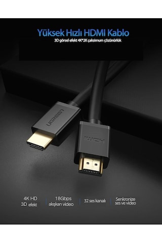 Ugreen Uhd 4K Yüksek Hızlı Ethernet ve Hdmi Kablosu 2 Metre