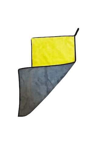 Autofresh Çift Kat Mikrofiber Oto Kurulama Havlusu 30x60 Cm 800gsm Kenarı Biye Gri Sarı