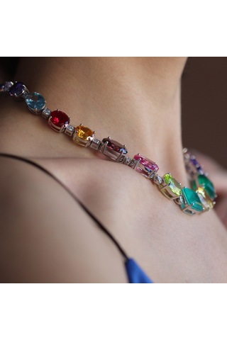 Swarovski Cubic Taşlı Gümüş Gerdanlık