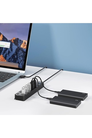 Çoklu Port Usb 3.0 Hub Adaptörü, Anahtarlı Ve Işıklı Çoklu Bağlantı Noktası Bölücü, Usb Güç Adaptörü