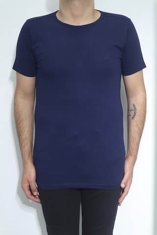 Santa Dmctekstil Erkek Düz Spor Kesim Dar Kalıp Bisiklet Yaka Basic T-shirt Lacivert