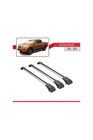 Nissan Navara 2014 Ve Sonrası İle Uyumlu Ace-1 Ara Atkı Tavan Barı Gri 3 Adet Bar