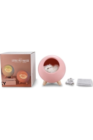 Yeiuyi7 Kedi Bebek İle Yatak Odası Dekorasyon Kedi Evi Şekli Gece Lambası Pembe