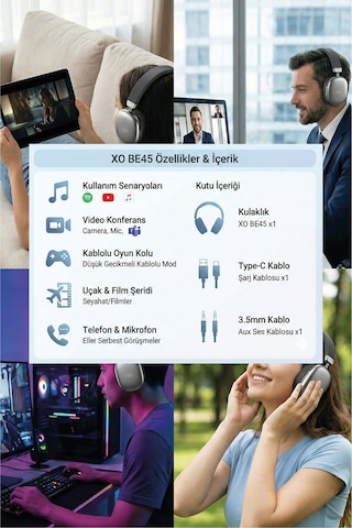 Xo BE45 Bluetooth 5.0 Kulak Üstü Kulaklık