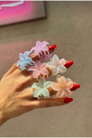 3 Adet Renkli 3,5cm Lotus Çiçeği Mandal Toka Çok Renkli