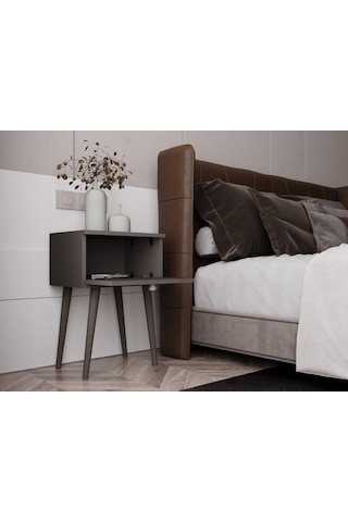 Melura Komodin %100 Mdf Lake Boyalı Ahşap Ayak Gri
