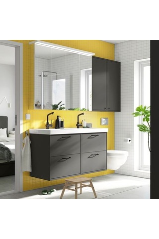 Ikea Havbäck Banyo Duvar Dolabı, Koyu Gri, 40x15x95 Cm