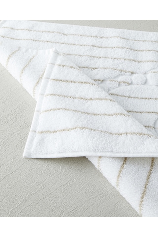 English Home Mono Stripe Pamuk Ayak Havlusu 50x70 Cm Beyaz - Bej