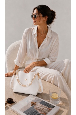 Housebags Elite Carryall New Trend El Ve Omuz Çantası Beyaz