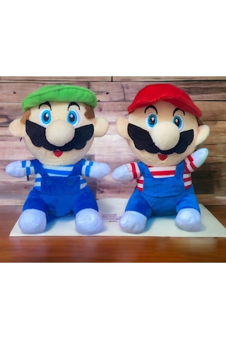 İthal Kumaş Süper Mario Kardeşler Mario Luigi 2'li Set Figür Peluş Oyuncak Uyku Oyun Arkadaşı 20 Cm.