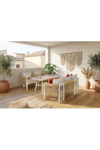 Atlas Midi Bahçe Balkon Oturma Grubu Krem