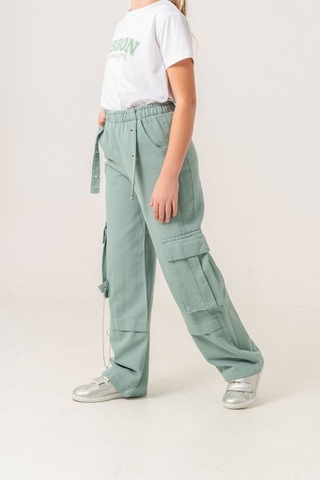 Giyicem Kız Çocuk Şort Keten Pantolon 2568 Mint