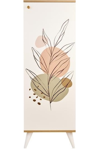 Just Home Modern Baskılı Çok Amaçlı Dolap - Beyaz / Safir Meşe - 136 Cm Safir Meşe / Beyaz