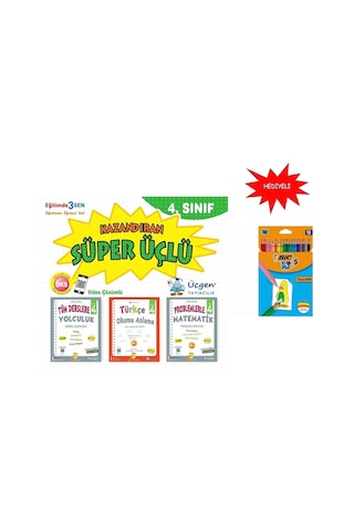 4. Sınıf Kazandıran Süper Üçlü Set + Bic 18 Li Kuru Boya Hediyeli