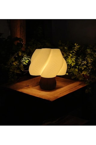 Vintage Ice Gece Masa Lambası , Bohem Ev Dekorasyon , Dekoratif Abajur - Kahve Krem Çok Renkli