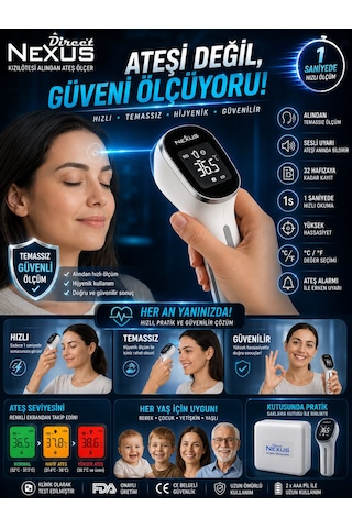 Temassız Kızılötesi Ateş Ölçer 1 Saniyede Hızlı Ölçüm Lcd Ekranlı Dijital Termometre