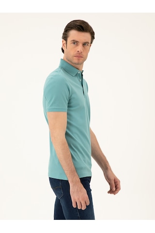 Mint Melanj Slim Fit Polo Yaka Merserize T-shirt Yeşil