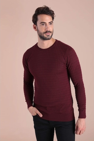 Ferraro Bisiklet Yaka Superfine Yün Kazak - Bordo Bordo (490433285) Bordo