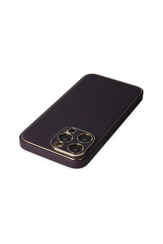 Cosmotex Newface Apple iPhone Uyumlu 13 Pro Kılıf Coco Deri Silikon Kapak - Derin Mor