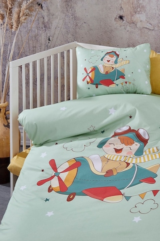 Bonjardinhome Pilot Dijital Baskılı 3d Pamuklu Bebek Nevresim Takımı Yeşil